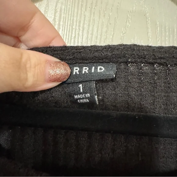 Torrid Waffle Knit Tiered Top – Black, Size 1 - Picture 5 of 6